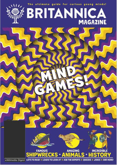 Britannica Magazine - Mind Games Digest Size: The Ultimate Guide For Curious Young Minds, Optical Illusions, Quizzes, Jokes, Factoids, and Myths Debunked - Magazine Shop US