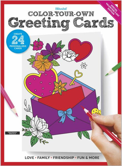 Blissful - Valentine's Day Color Your Own Greeting Cards, Coloring Book for All Ages From Kids To Grandparents - Magazine Shop US