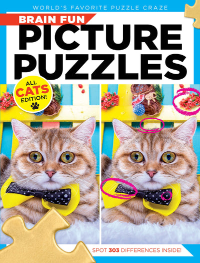 Brain Fun - Picture Puzzles: All Cat Edition, Spot 303 Differences, 3 Skill Levels - Magazine Shop US