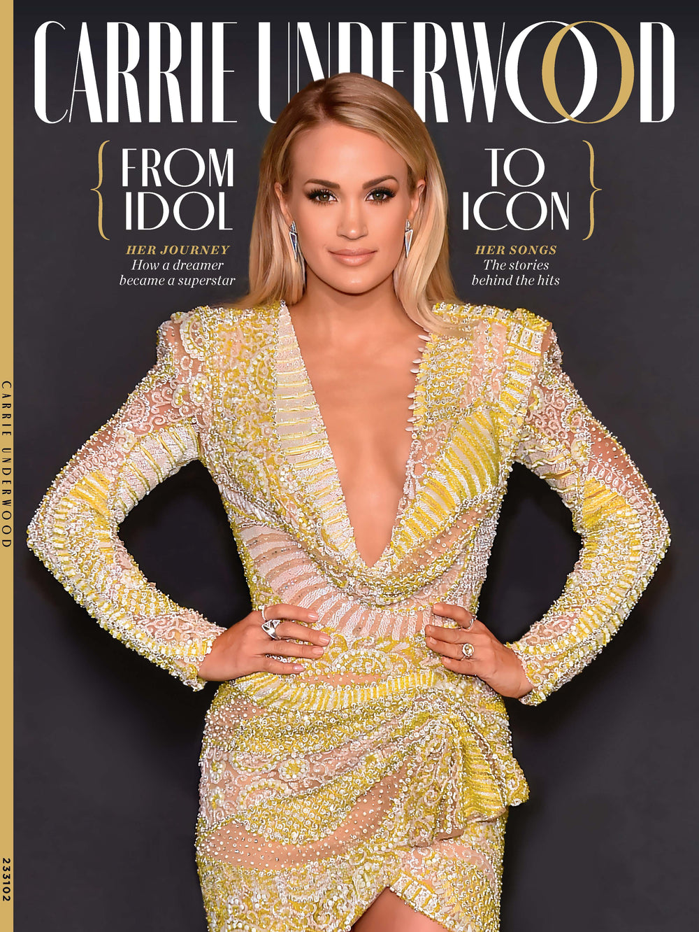 carrie underwood gold dress Carrie Underwood in a Sheer Gold Dress at the 2009 Grammys