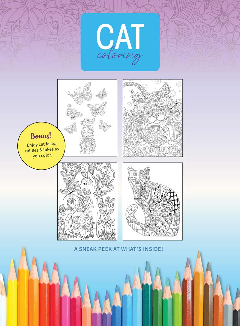 Cat Coloring - 32 Spring Themed Designs, Felines & Florals, Kitties Sl ...