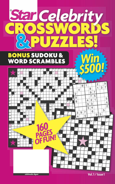 Star Celebrity - Crosswords & Puzzles: Vol. 1/ Issue 1, Travel Sized 160 Pages of Puzzles Including Bonus Sudoku & Word Scrambles - Magazine Shop US