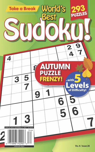 Sudoku - 293 Autumn Frenzy Puzzles! Enhance Your Skills With 5 Levels Of Difficulty: Vo 4 Issue 28 - Magazine Shop US