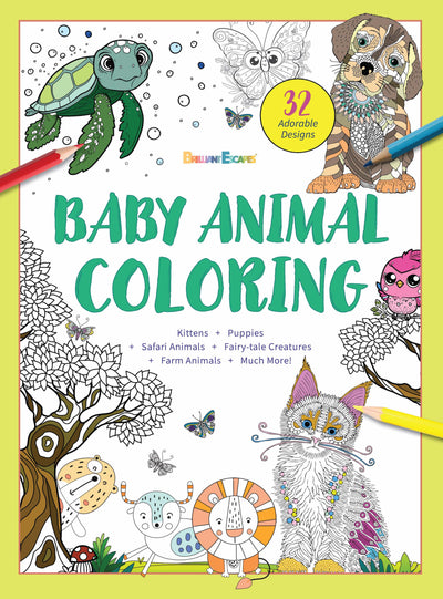 Brilliant Escapes - Baby Animal Coloring Book: 32 Adorable Intricate Designs To Distract & Relax As You Enjoy this Adult Coloring Book - Magazine Shop US