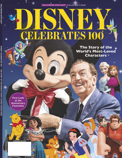 Hollywood Spotlight - Disney Celebrates 100 Years: Beloved Characters from Cinderella to Elsa, Donald Duck to Woody and Buzz, Captain America to Jack Sparrow, Nemo, Moana and Belle - Magazine Shop US