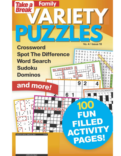 Variety Puzzles Vo. 4 / Issue 18 (Digest Size) - 100 Fun Filled Activity Pages: Crossword, Spot the Difference, Word Search, Sudoku, Dominos & More! - Magazine Shop US