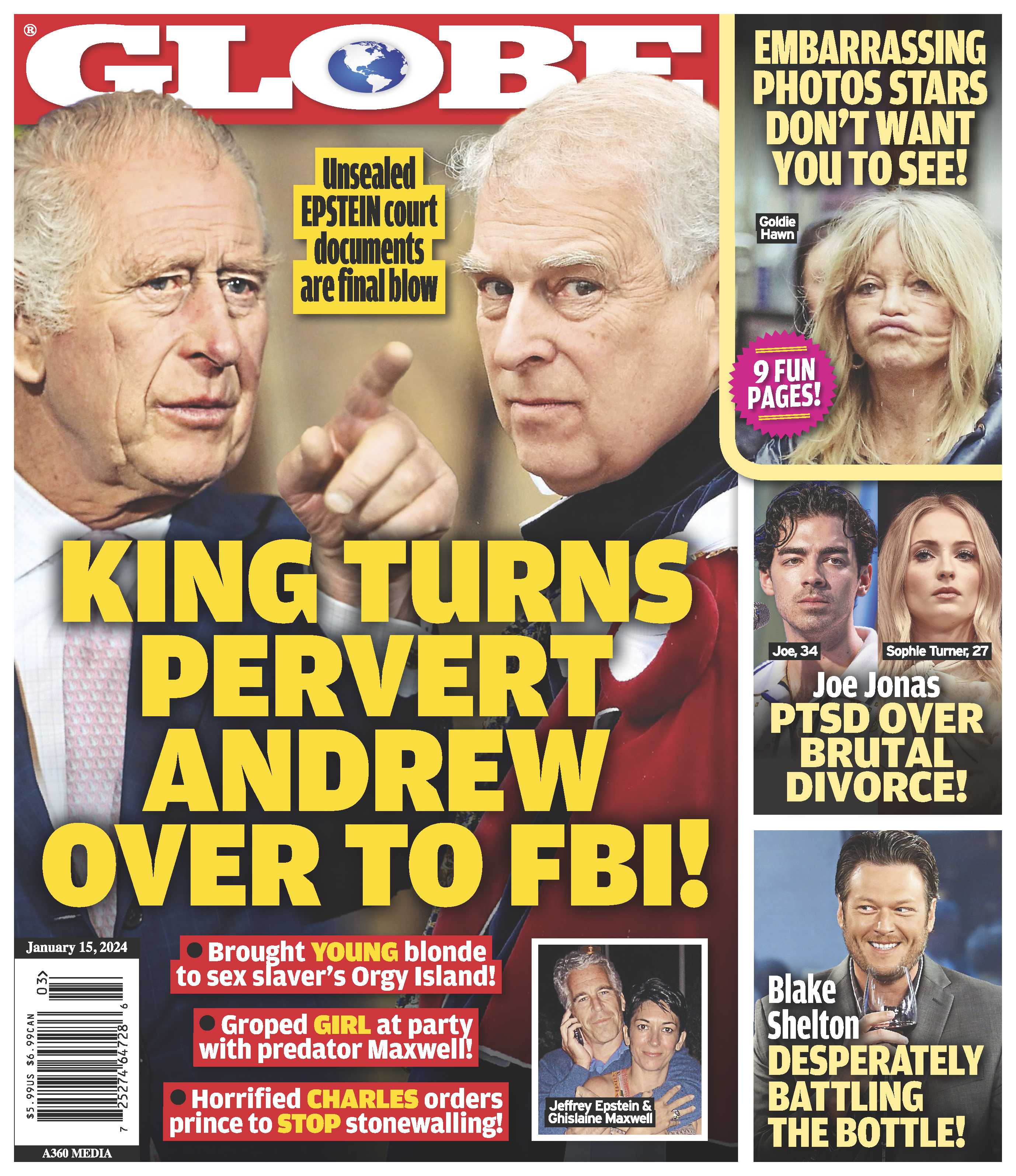 Globe - 01.15.24 King Charles Turns Pervert Prince Andrew Over to FBI ...