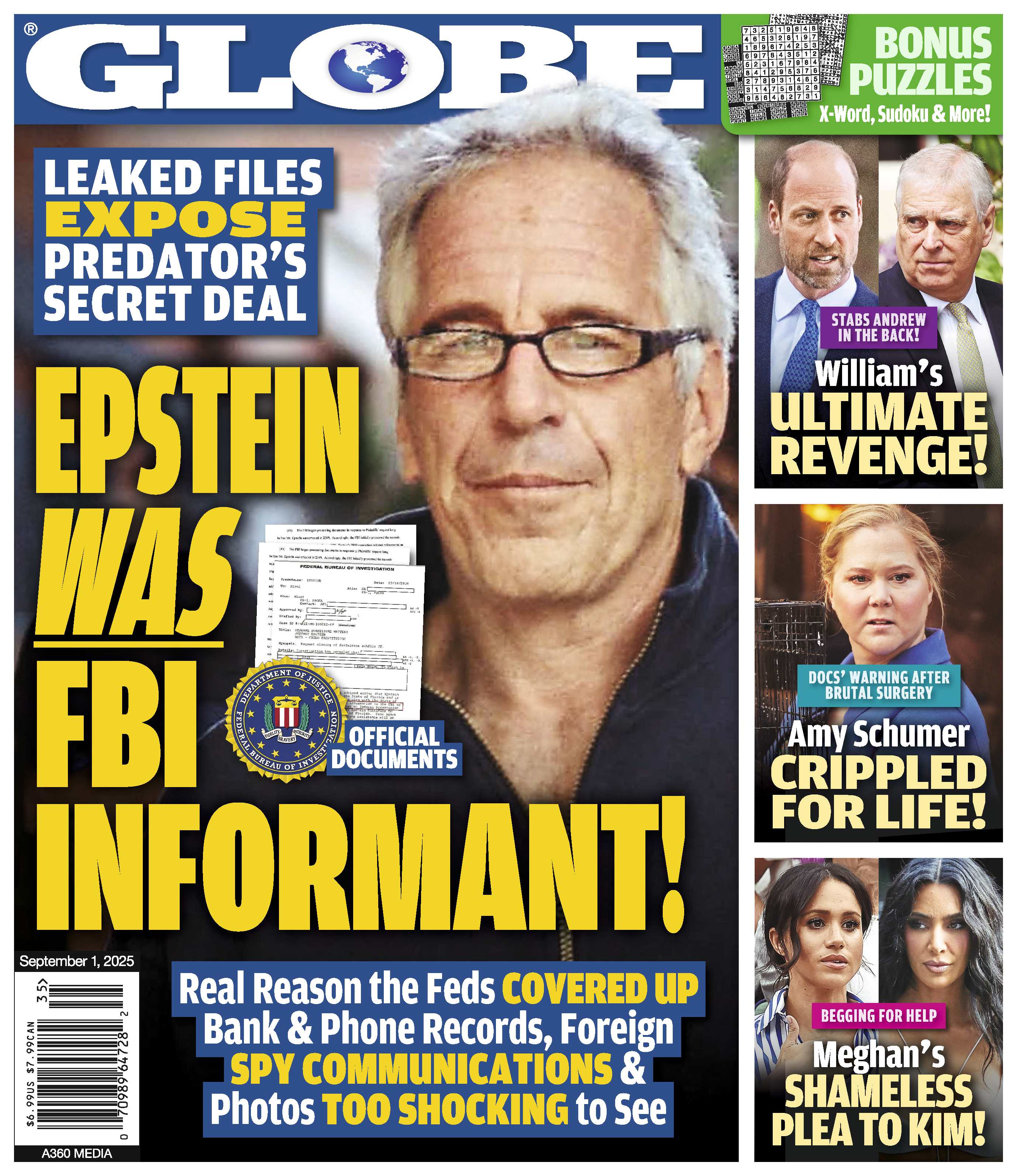 Globe 09.01.25 Leaked File Reveals Epstein’s FBI Informant Ties, Pr