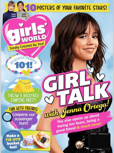 Girls World - Girl Talk with Jenna Ortega: Bracelet Making 101, Throw A Backyard Camping Party and Make A Tie-Dye Bucket Hat! - Magazine Shop US