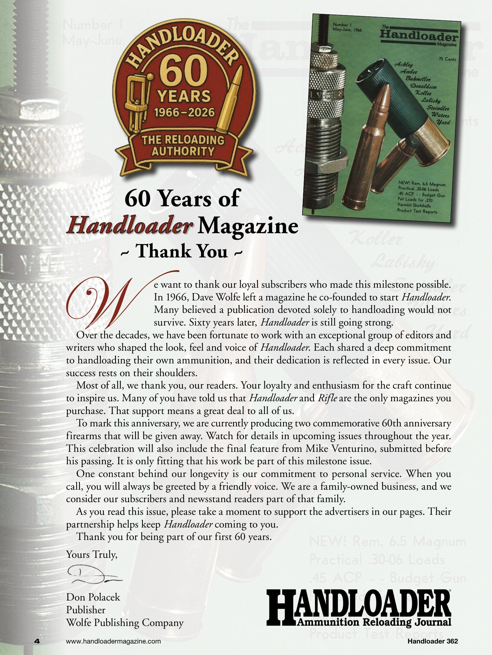 Handloader The Ammunition Reloading Journal - June 2026: 60th Annivers ...
