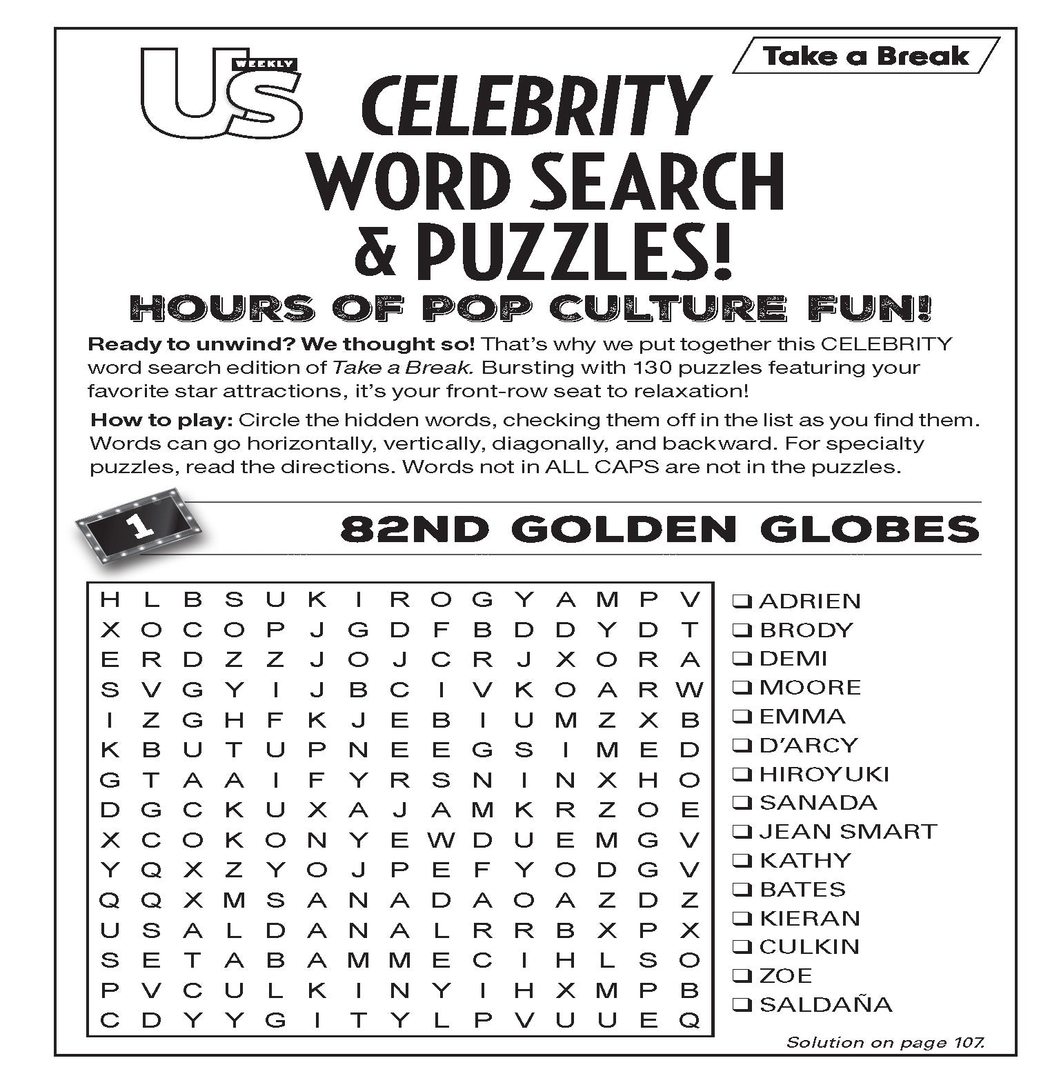 れいさんへ Take a Break - Us Weekly Celebrity Word Search 25.05.09: 130 Pages