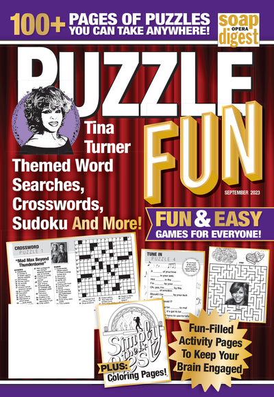 Puzzle Fun - September 2023: Tina Turner Themed Word Searches, Crosswords, Sudoku, Volume 25 - Magazine Shop US