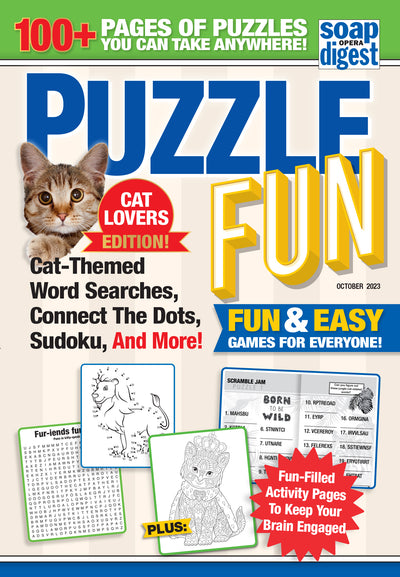 Puzzle Fun - October 2023, Cat Themed Word Searches, Crosswords, Sudoku - Magazine Shop US