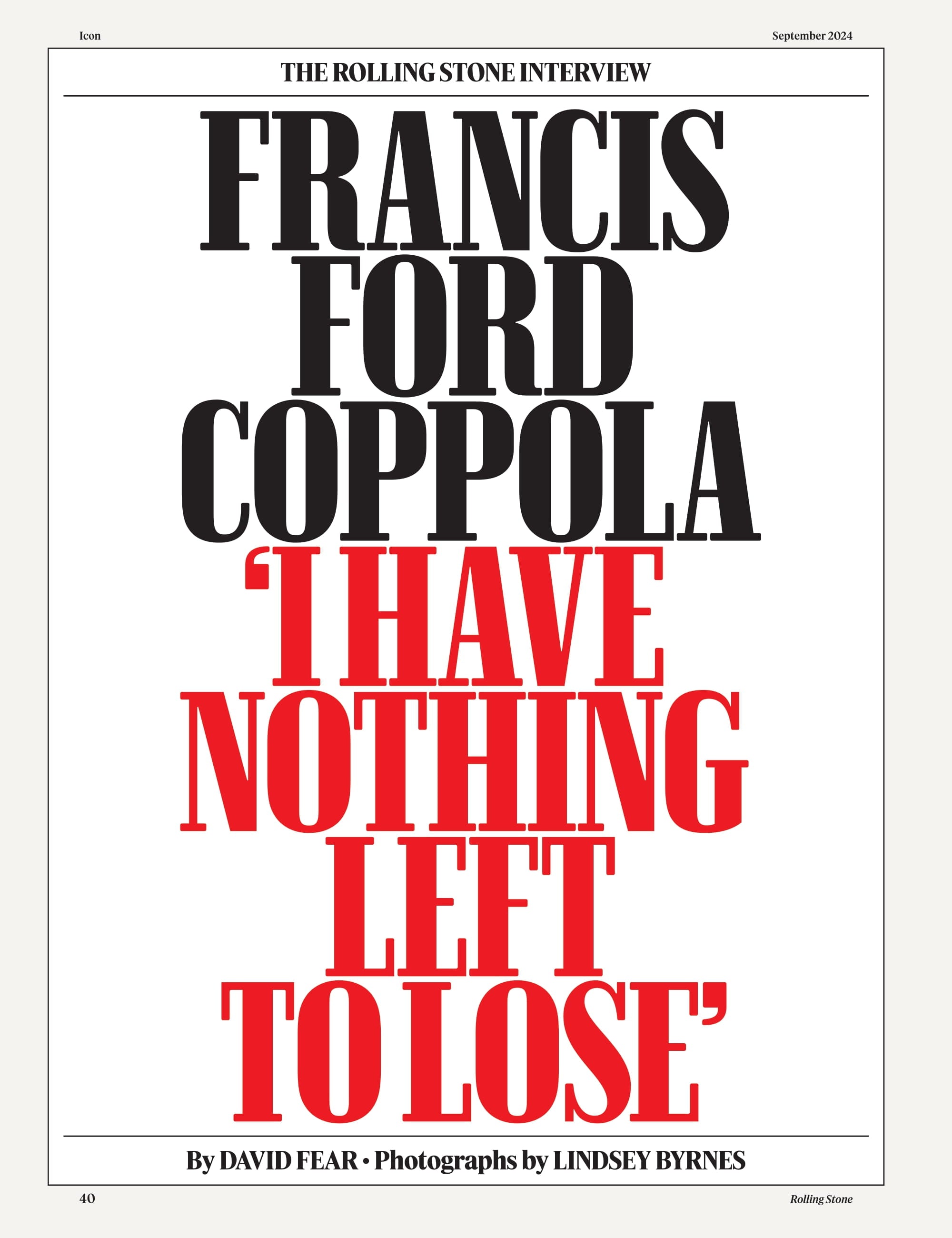 Rolling Stone - September 2024: Ice Spice On Fire, Francis Ford
