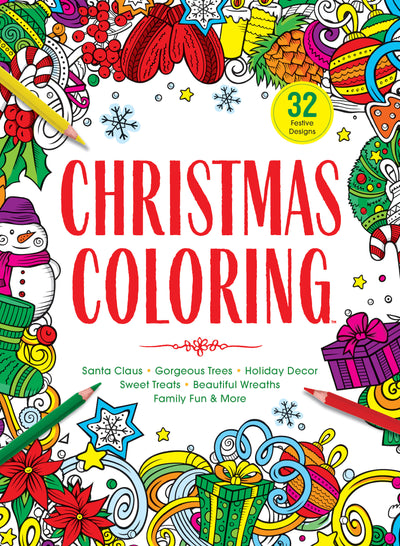 Christmas Coloring Book - 32 Festive Designs: Santa Claus, Holiday Decor, Sweet Treats, Wreath, Candy Cane, Ornament, Family Fun, Snowmen, Poinsettia, Ginger Bread, Colored Pencils Or Crayons! - Magazine Shop US