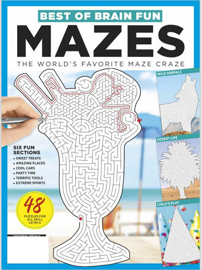 Best Of Brain Fun - Mazes: 48 Puzzles for All Skill Levels with 6 Sections of Fun! Challenge Readers and Elevates the "Maze Craze" to a Whole New Level with Real Life Images! - Magazine Shop US