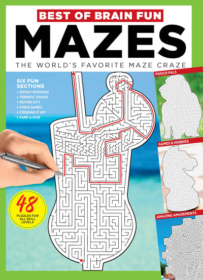 Best of Brain Fun - Mazes: The World's Favorite Maze Craze, 48 Brand New Mazes + Solution Guide & Solving Tips - Magazine Shop US