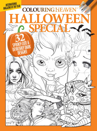 Coloring Heaven - Halloween Special Featuring 32 Spooky-Cute & Devilishly Dark Halloween Designs Coloring Book - Magazine Shop US