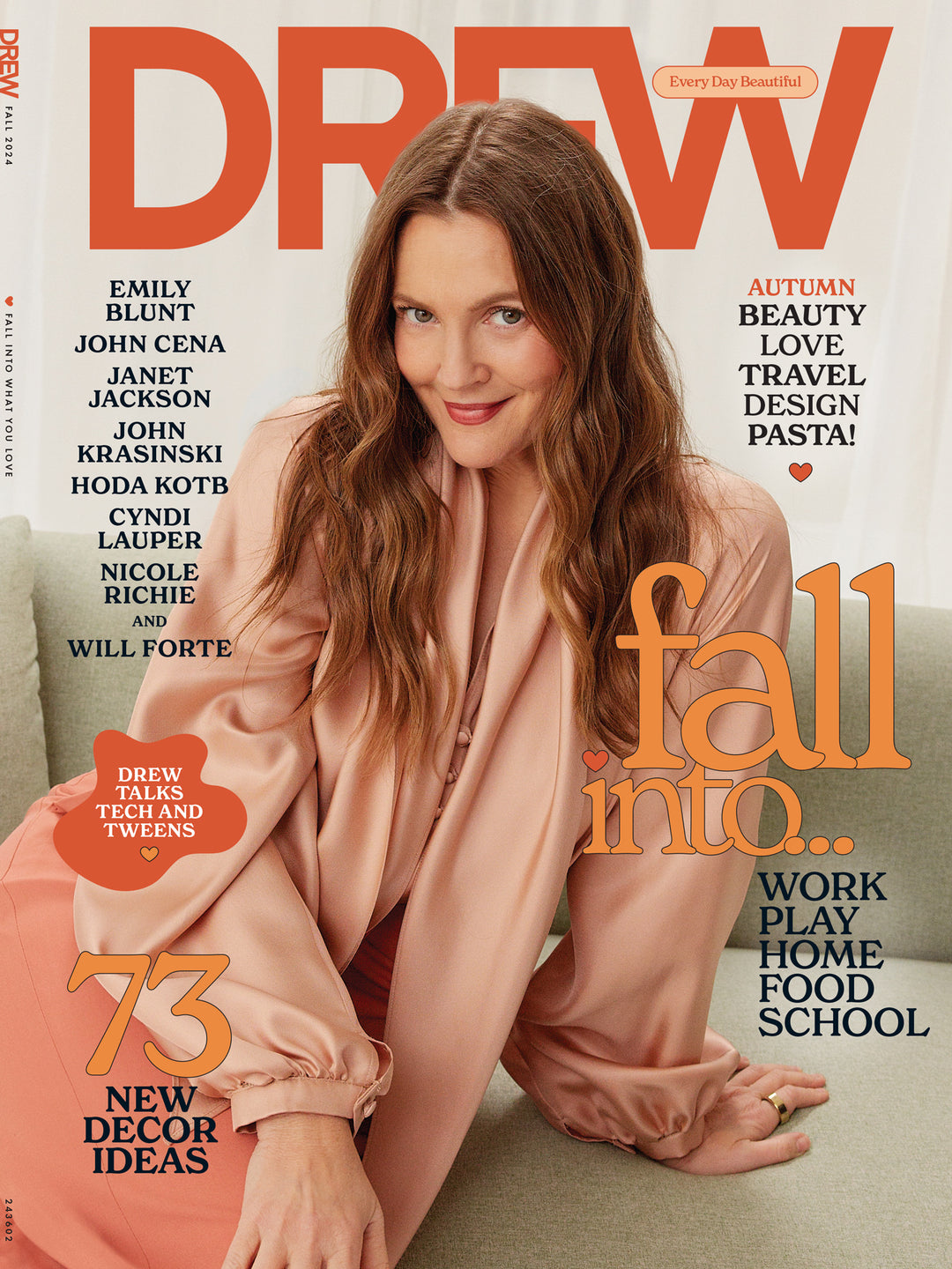 DREW Barrymore Magazine - Fall 2024: 73 New Decor, Beauty Trends, Parenting  Personal Essay, Home, Food, School, Travel Guide, Love, Work, Interview ..., image size:1080x1440