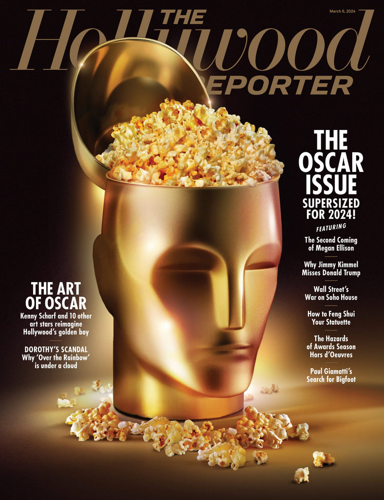 The Hollywood Reporter - 24.03.06 Edition: The Oscar Issue Supersized For 2024, Second Coming Of Megan Ellison, Why Jimmy Kimmel Misses Donald Trump, Kenny Scharf + 10 Artists Redesign Gold Man & More