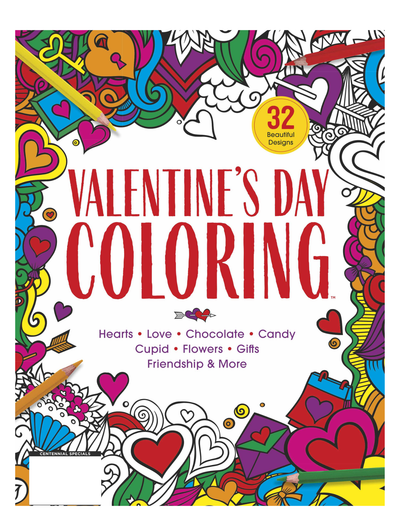 Valentine's Day Coloring Book - 32 Beautiful Designs with Hearts, Love, Chocolate, Candy, Cupid, Flowers, Gifts, Friendships & More! - Magazine Shop US