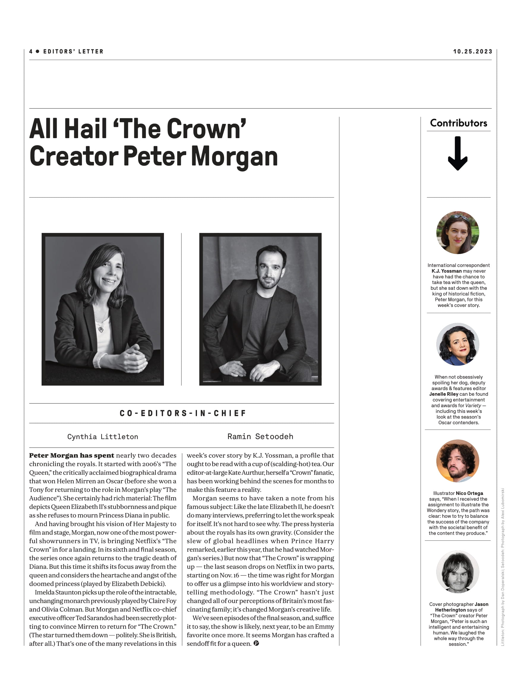 Variety - 23.10.25 Edition: Will Creator Peter Morgan Resign From Port ...