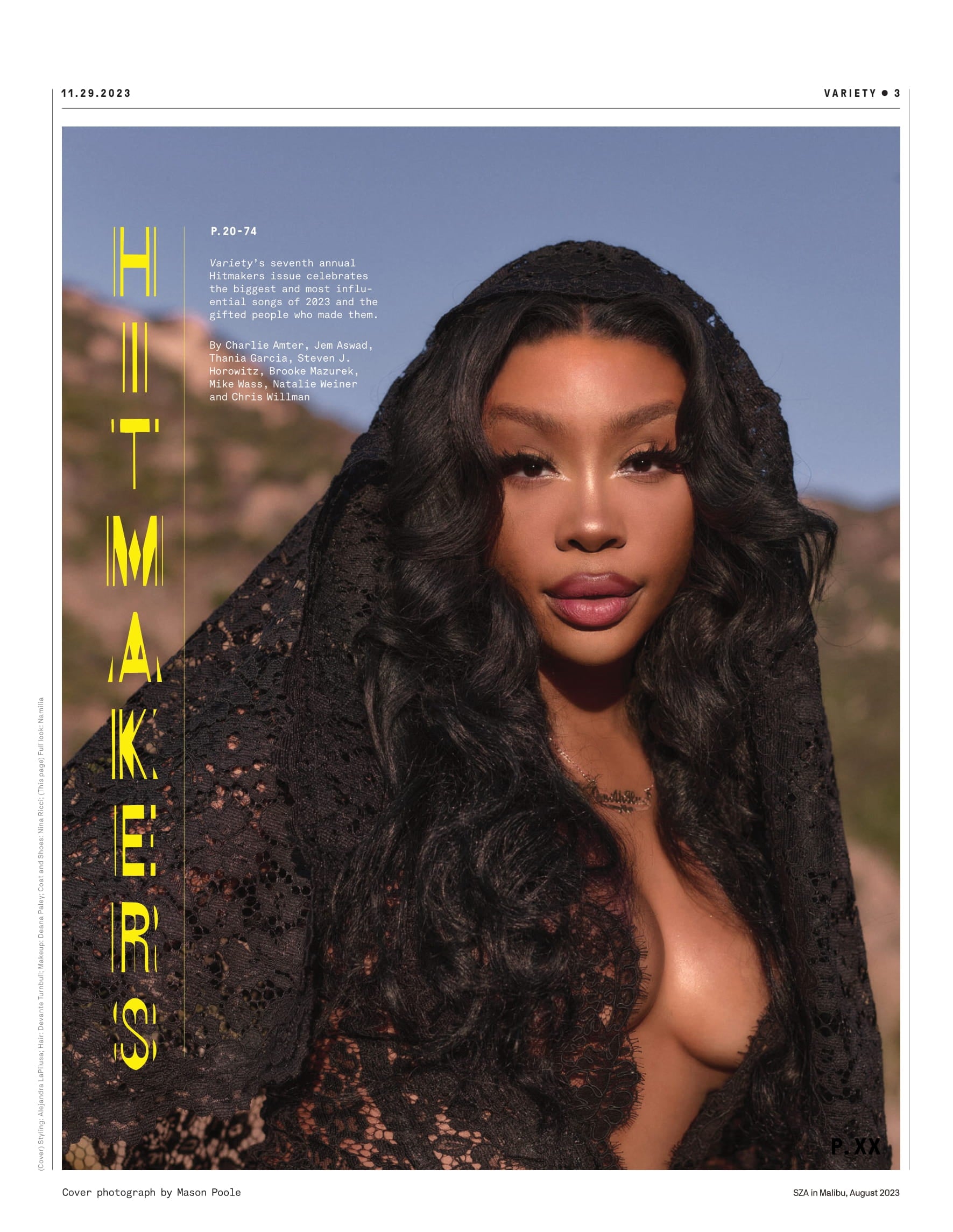 Variety - 23.11.29 Edition: Hitmakers Issue, SZA Gets Candid On