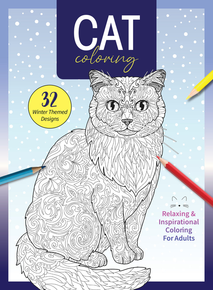 Cat Coloring - 32 Winter Themed Designs: Kitties Sleeping, Playing, Po ...